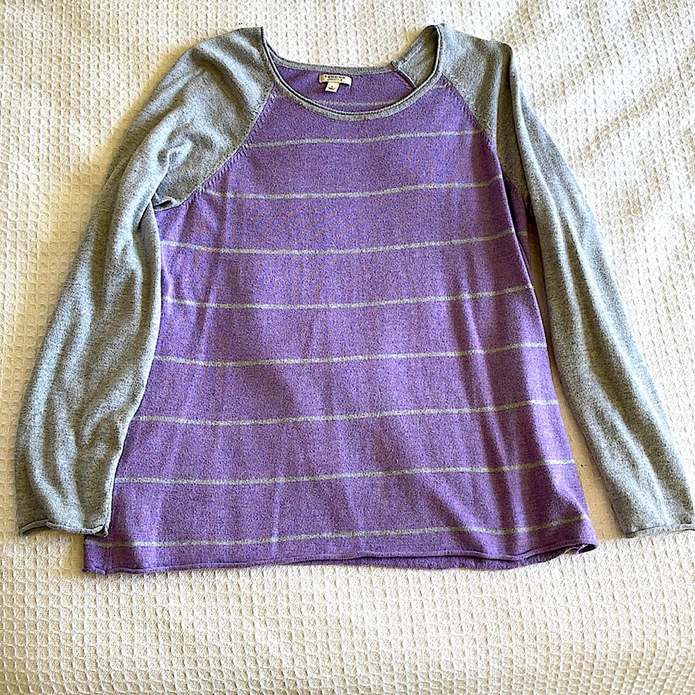 Sonoma purple and gray striped sweater, size large
